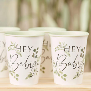 Botanical Hey Baby Shower Cups Party Ginger Ray 
