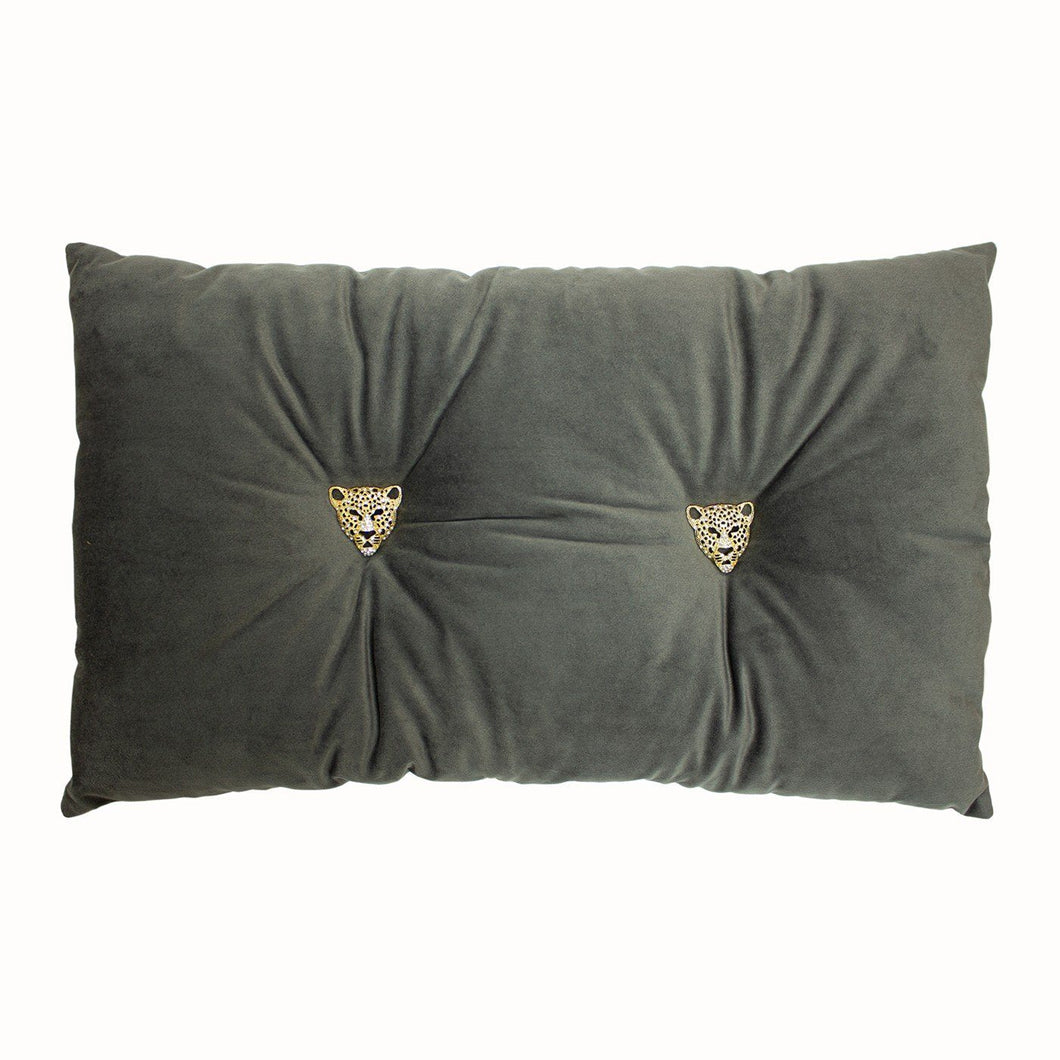 Dark Grey Cushion with Panther Detail Soft Furnishing Riva Home 