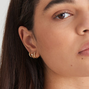 Gold Sparkle Huggie Hoop Earrings Jewellery Ania Haie 