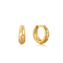 Load image into Gallery viewer, Gold Starry Kyoto Opal Huggie Hoop Earrings Jewellery Ania Haie 
