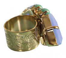 Load image into Gallery viewer, Green and Pale Blue Adjustable Miami Ring Jewellery Philippe Ferrandis
