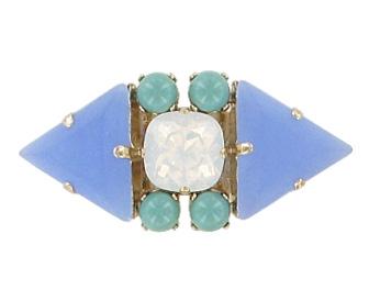 Green and Pale Blue Adjustable Miami Ring Jewellery Philippe Ferrandis 