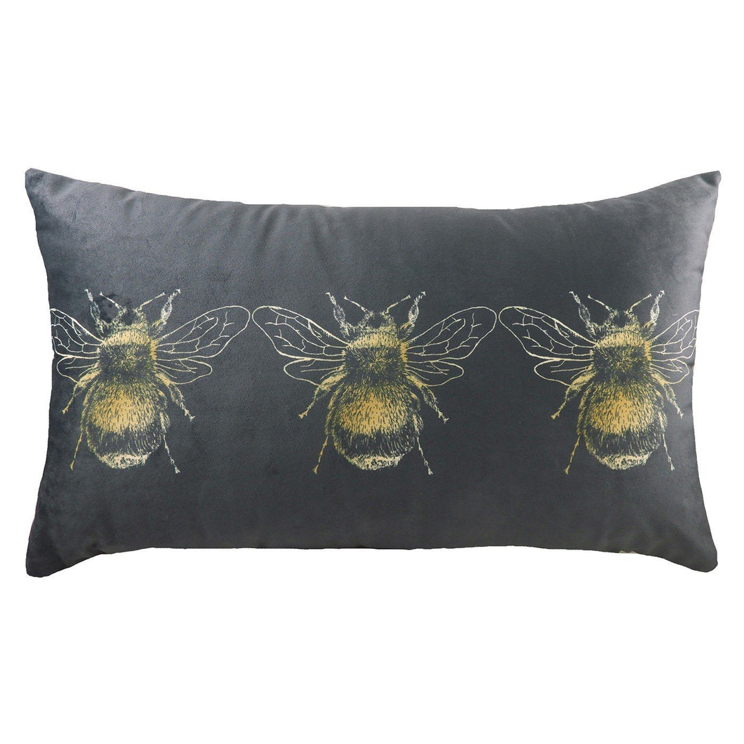 Grey Cushion with Bee Detail Soft Furnishing Riva Home 