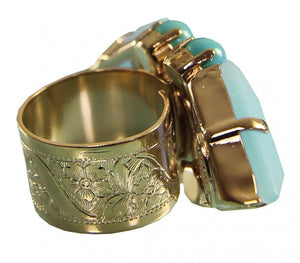 Pale Blue and Mint Adjustable Miami Ring Jewellery Philippe Ferrandis 