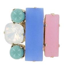 Pale Pink, Blue and Green Adjustable Ring Jewellery Philippe Ferrandis 