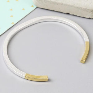 Silver Dipped in Gold Bar Bangle Jewellery Lisa Angel 