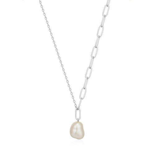 Silver Pearl Chunky Necklace Jewellery Ania Haie 