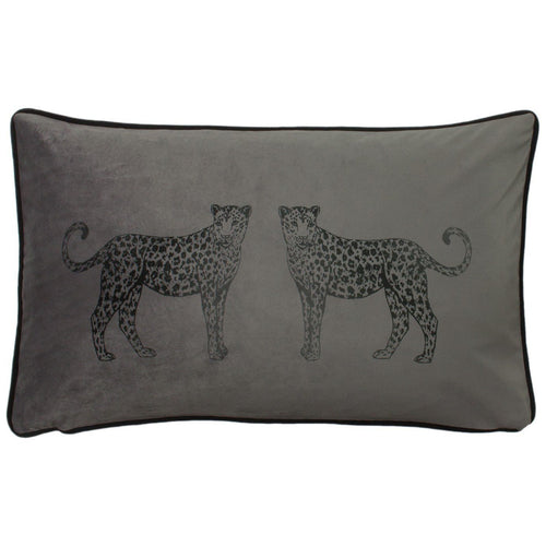 Steel Grey Leopard Cushion Soft Furnishing Riva Home 