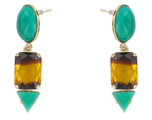 Teal and Ombre Tiki Jungle Earrings Jewellery Philippe Ferrandis 