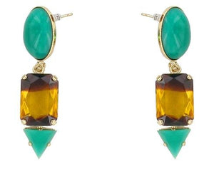 Teal and Ombre Tiki Jungle Earrings Jewellery Philippe Ferrandis 