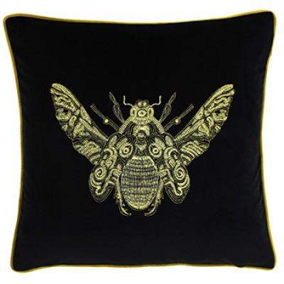 Bee Design Black Velvet Cushion Soft Furnishing Riva Home 
