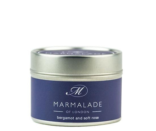 Bergamot and Soft Rose Tin Candle Home Fragrance Marmalade 