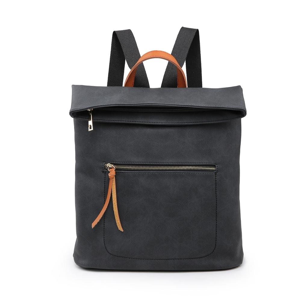 canvas and leather foldover backpack Black Fold Over Canvas Style Rucksack – Velvet and Parade