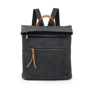 Black Fold Over Canvas Style Rucksack Accessories House of Milan 