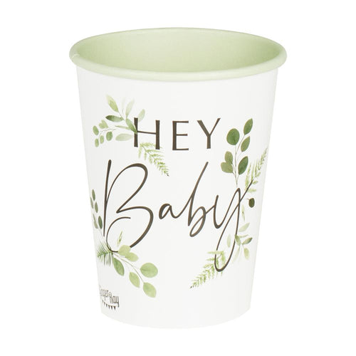 Botanical Hey Baby Shower Cups Party Ginger Ray 