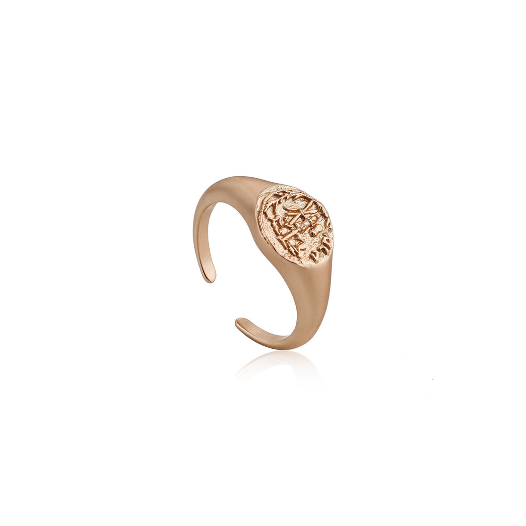 Coins Rose Gold Adjustable Signet Ring Jewellery Ania Haie 
