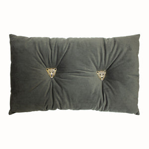 Dark Grey Cushion with Panther Detail Soft Furnishing Riva Home 
