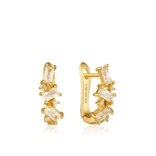 Gold Cluster Huggie Earrings Jewellery Ania Haie 