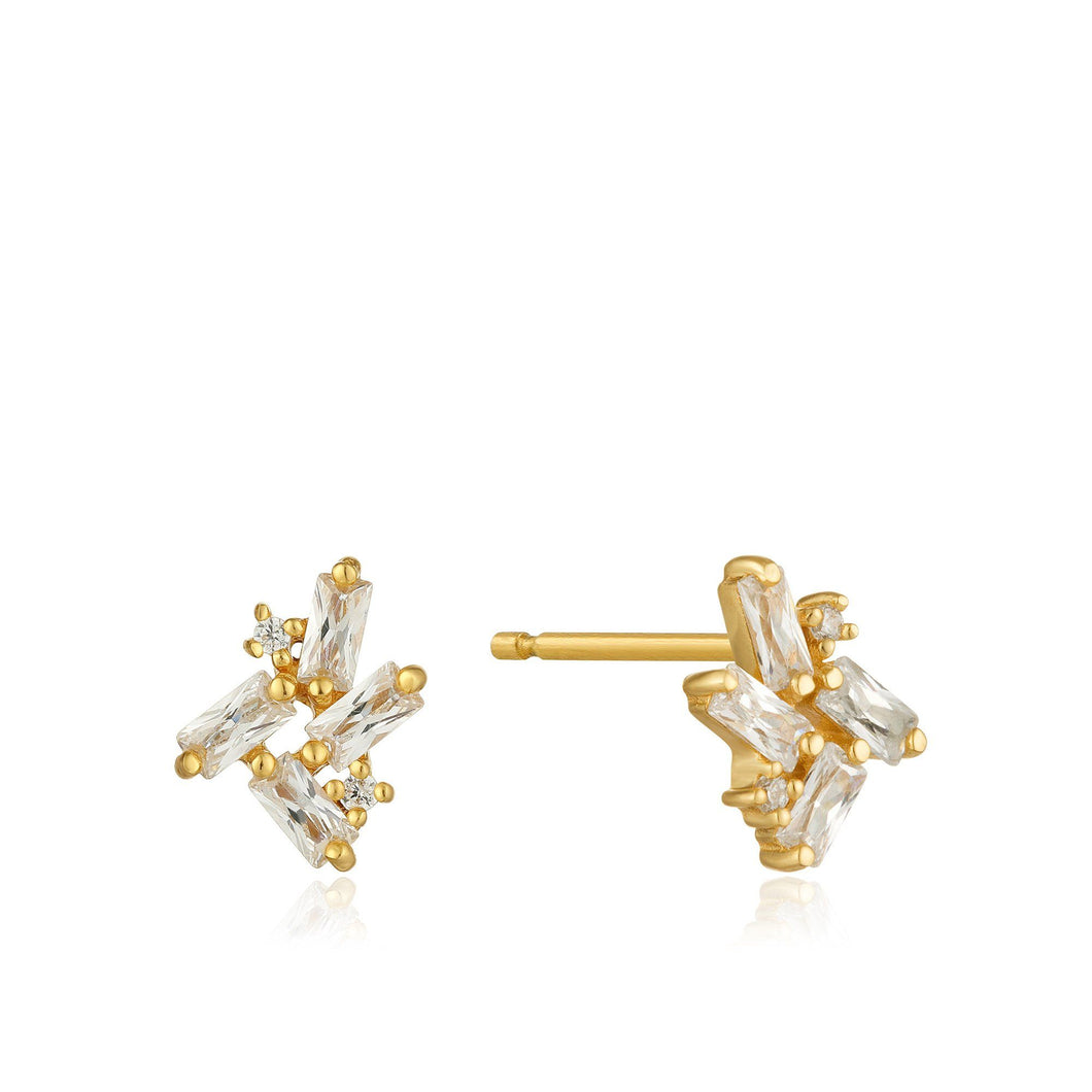 Gold Cluster Stud Earrings Jewellery Ania Haie 