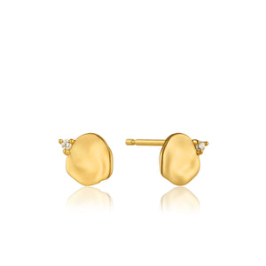Gold Crush Disc Stud Earrings Jewellery Ania Haie 