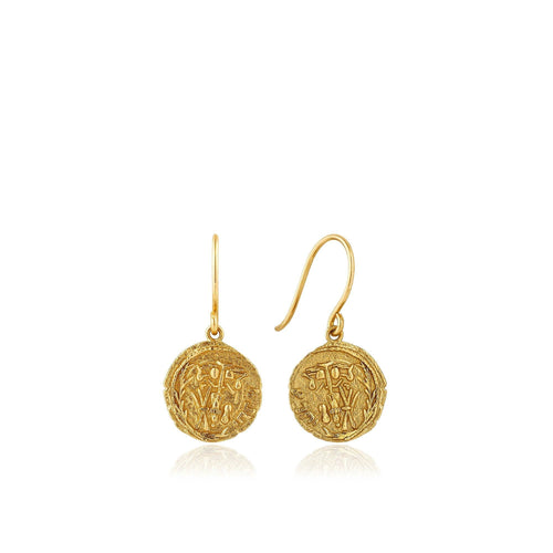 Gold Emblem Hook Earrings Jewellery Ania Haie 