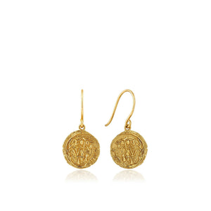 Gold Emblem Hook Earrings Jewellery Ania Haie 