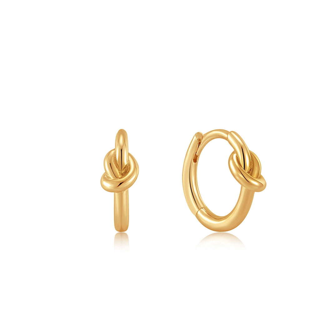 Gold Knot Huggie Hoop Earrings Jewellery Ania Haie 