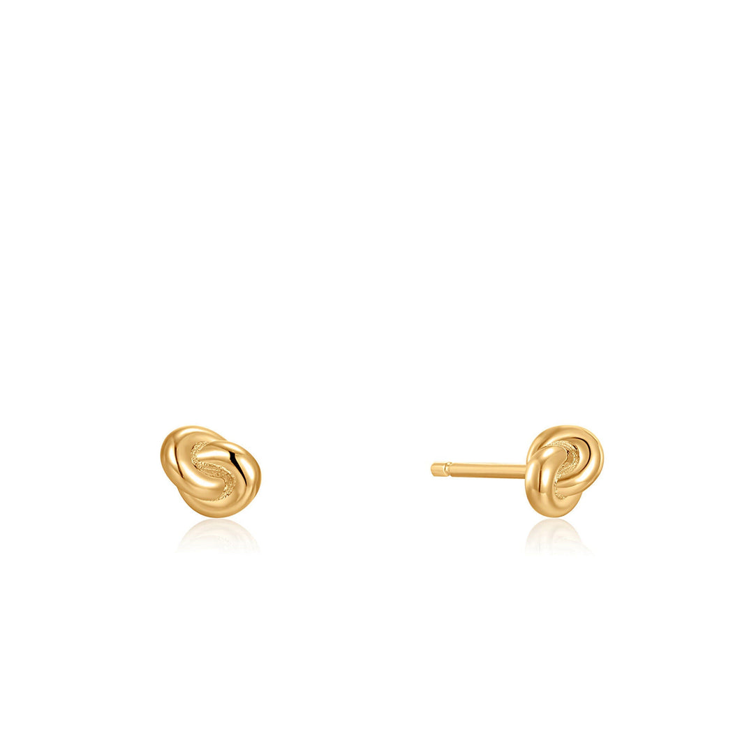 Gold Knot Stud Earrings Jewellery Ania Haie 