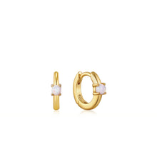 Load image into Gallery viewer, Gold Kyoto Opal Cabochon Huggie Hoop Earrings Jewellery Ania Haie 
