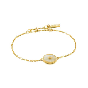 Gold Mother of Pearl Emblem Bracelet jewellery Ania Haie 