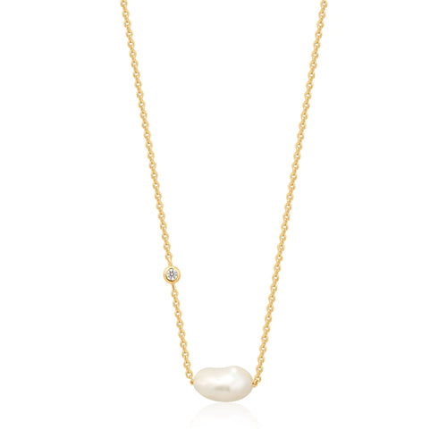 Gold Pearl Necklace Jewellery Ania Haie 