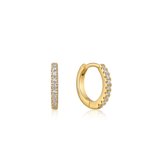 Gold Sparkle Huggie Hoop Earrings Jewellery Ania Haie 