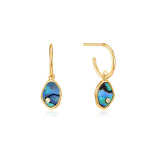 Load image into Gallery viewer, Gold Tidal Abalone Mini Hoop Earrings Jewellery Ania Haie 
