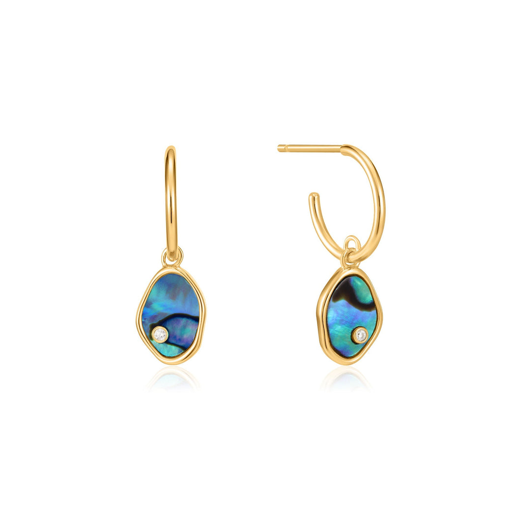 Gold Tidal Abalone Mini Hoop Earrings Jewellery Ania Haie 