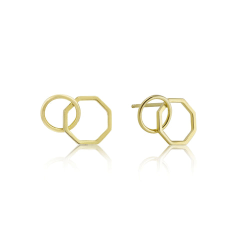 Gold Two Shape Earrings Jewellery Ania Haie 