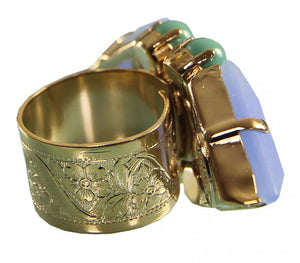 Green and Pale Blue Adjustable Miami Ring Jewellery Philippe Ferrandis 