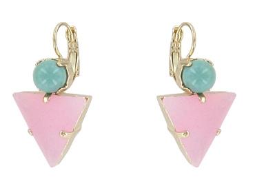 Green and Pale Pink Miami Earrings Jewellery Philippe Ferrandis 