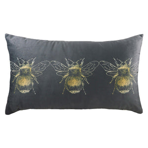 Grey Cushion with Bee Detail Soft Furnishing Riva Home 
