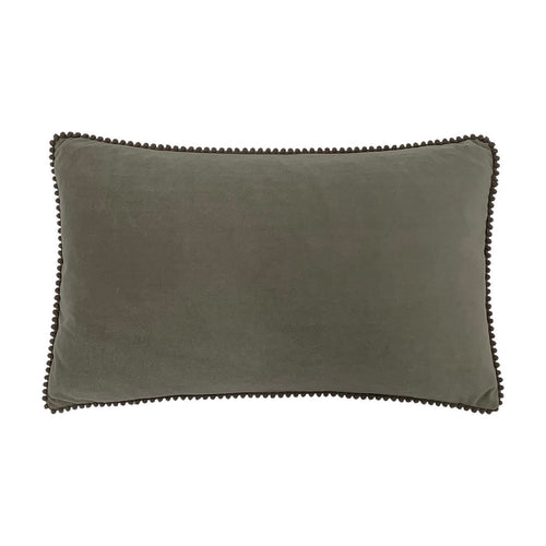 Grey Velvet Cushion With Edging Soft Furnishing Riva Home 