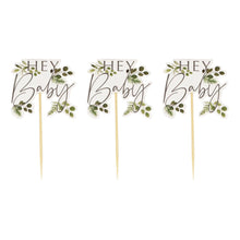 Load image into Gallery viewer, Hey Baby Shower Cupcake Toppers Party Ginger Ray 
