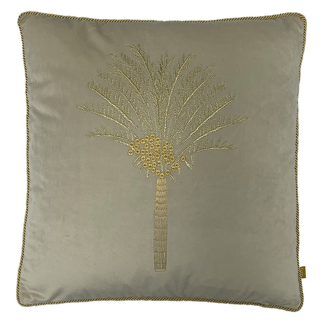 Ivory Desert Palm Velvet Cushion Soft Furnishing Riva Home 
