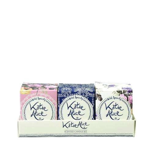 Katie Alice Apricity Trio of Candles Home Fragrance Candlelight 