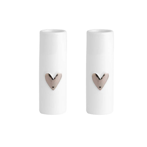 Mini Silver Heart Vases Set of 2 Homeware Rader 