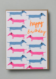 Neon Sausage Dog Birthday Card Stationery Earlybird 