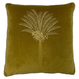 Olive Desert Palm Velvet Cushion Soft Furnishing Riva Home 