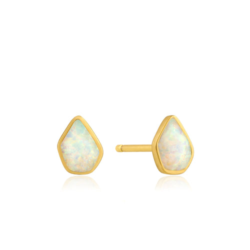 Opal Colour Gold Stud Earrings Jewellery Ania Haie 