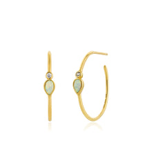 Load image into Gallery viewer, Opal Colour Raindrop Gold Hoop Earrings Jewellery Ania Haie 
