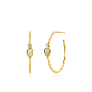 Opal Colour Raindrop Gold Hoop Earrings Jewellery Ania Haie 