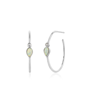 Opal Colour Raindrop Silver Hoop Earrings Jewellery Ania Haie 