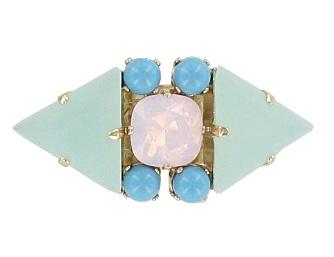 Pale Blue and Mint Adjustable Miami Ring Jewellery Philippe Ferrandis 